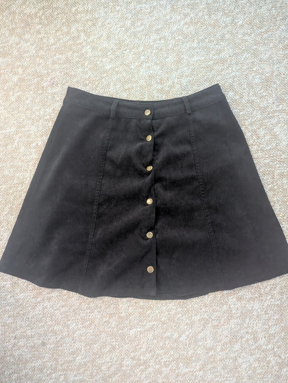 Love Riche A-line Lightweight Corduroy Snap Front Mini Skirt
